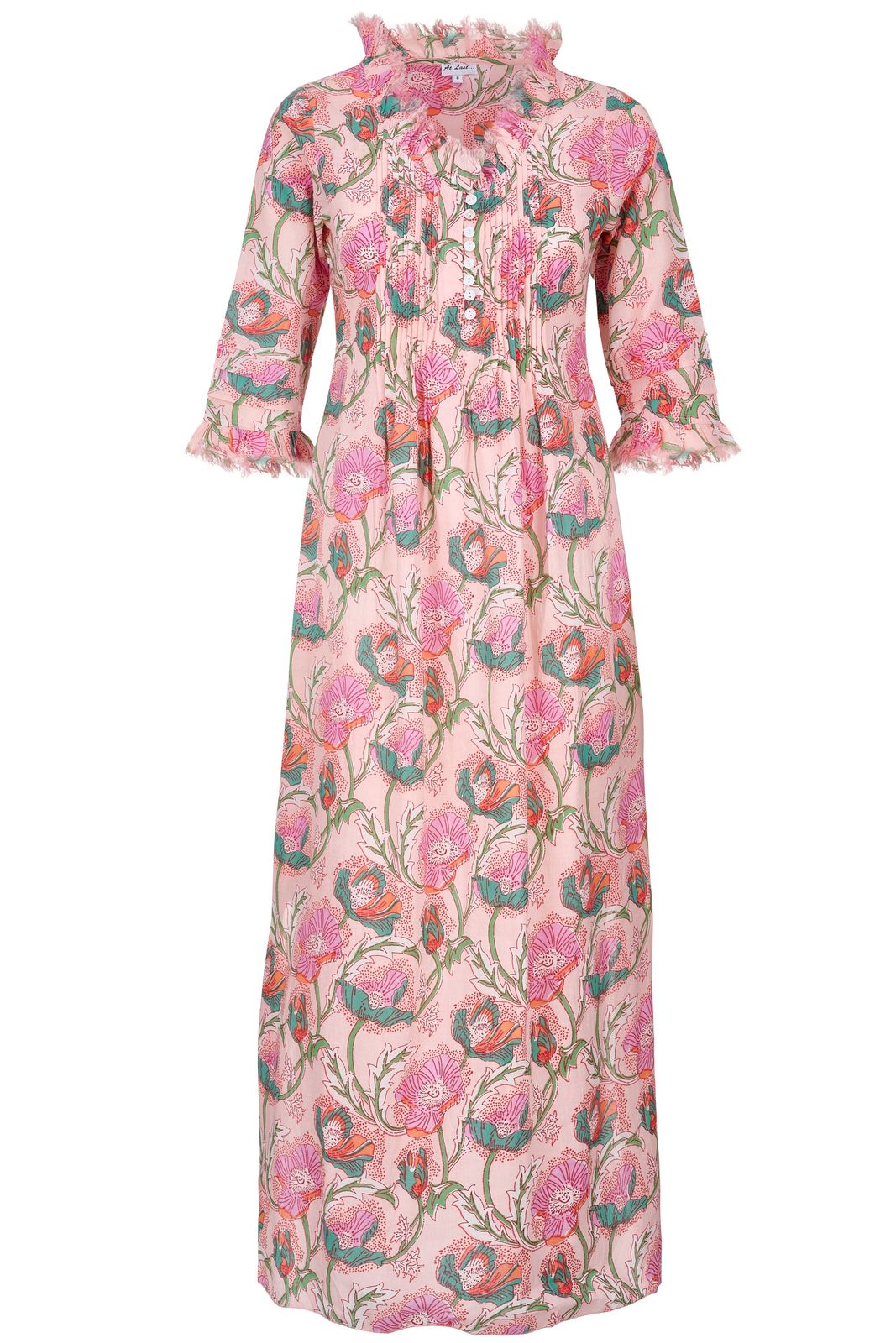 Cotton Annabel Maxi Dress In Peachy Floral