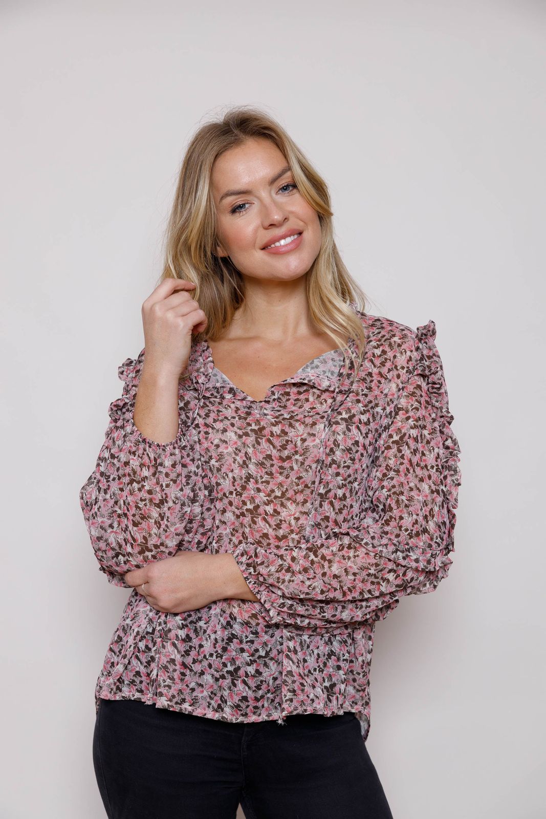 Kadence Print Blouse With Frill Detail