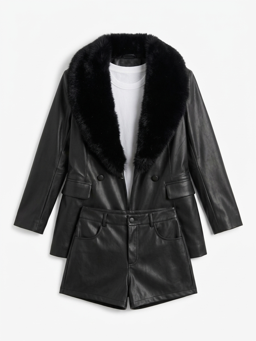 Linda Leather Blazer Black