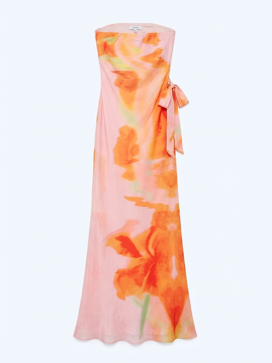 Amdra Dress In Pink Glitched Floral Placement
