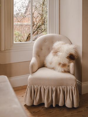 Tibetan Sheepskin Cushion - White & Brown