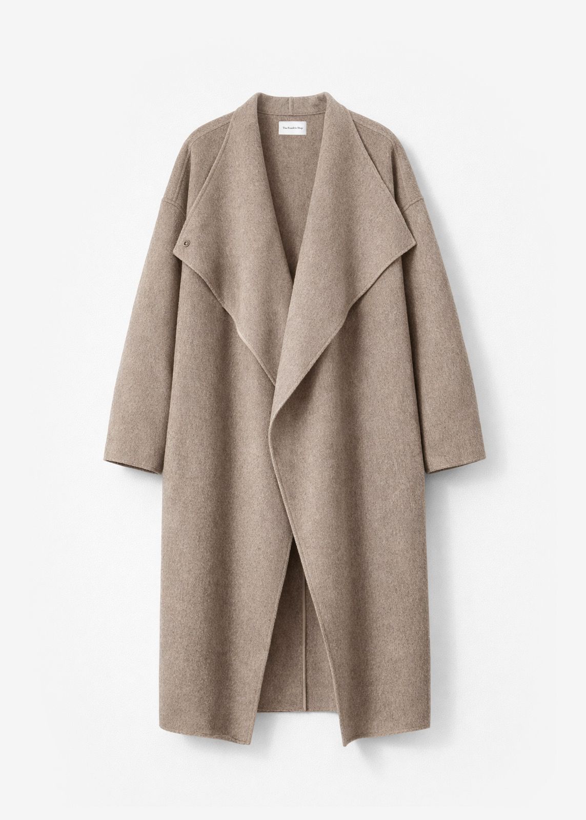 Leroy Funnel Neck Wool Coat - Taupe Melange