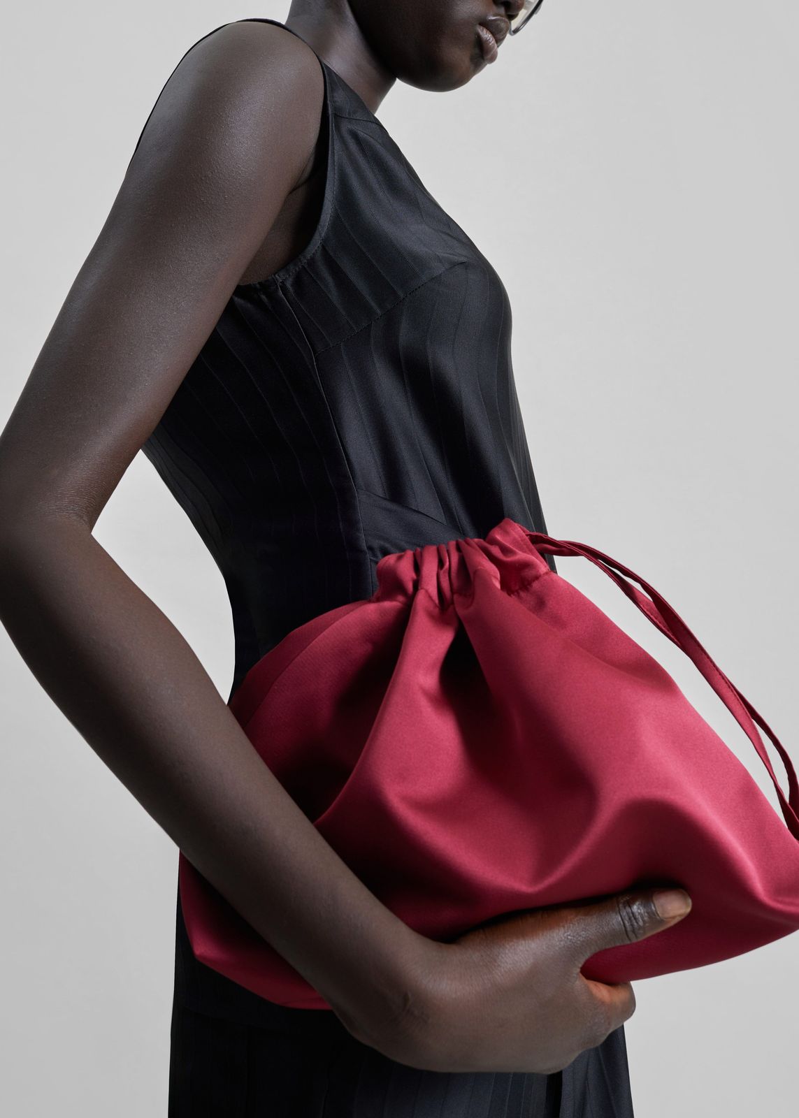Morgan Satin Small Pouch - Burgundy