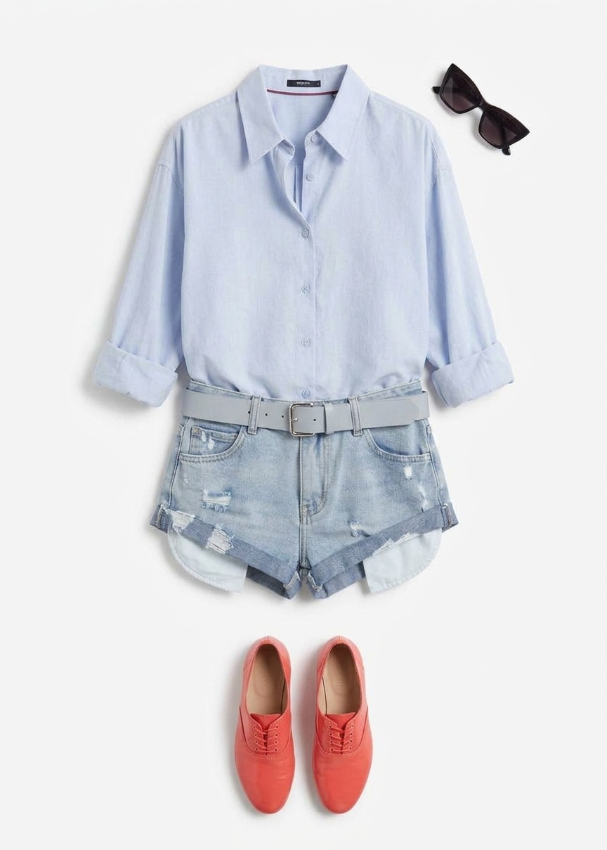 Oleron Distressed Denim Mini Shorts - Light Wash