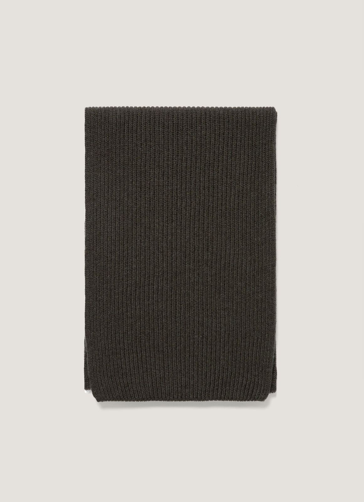 Cashmere Ribbed Scarf in Dark Green