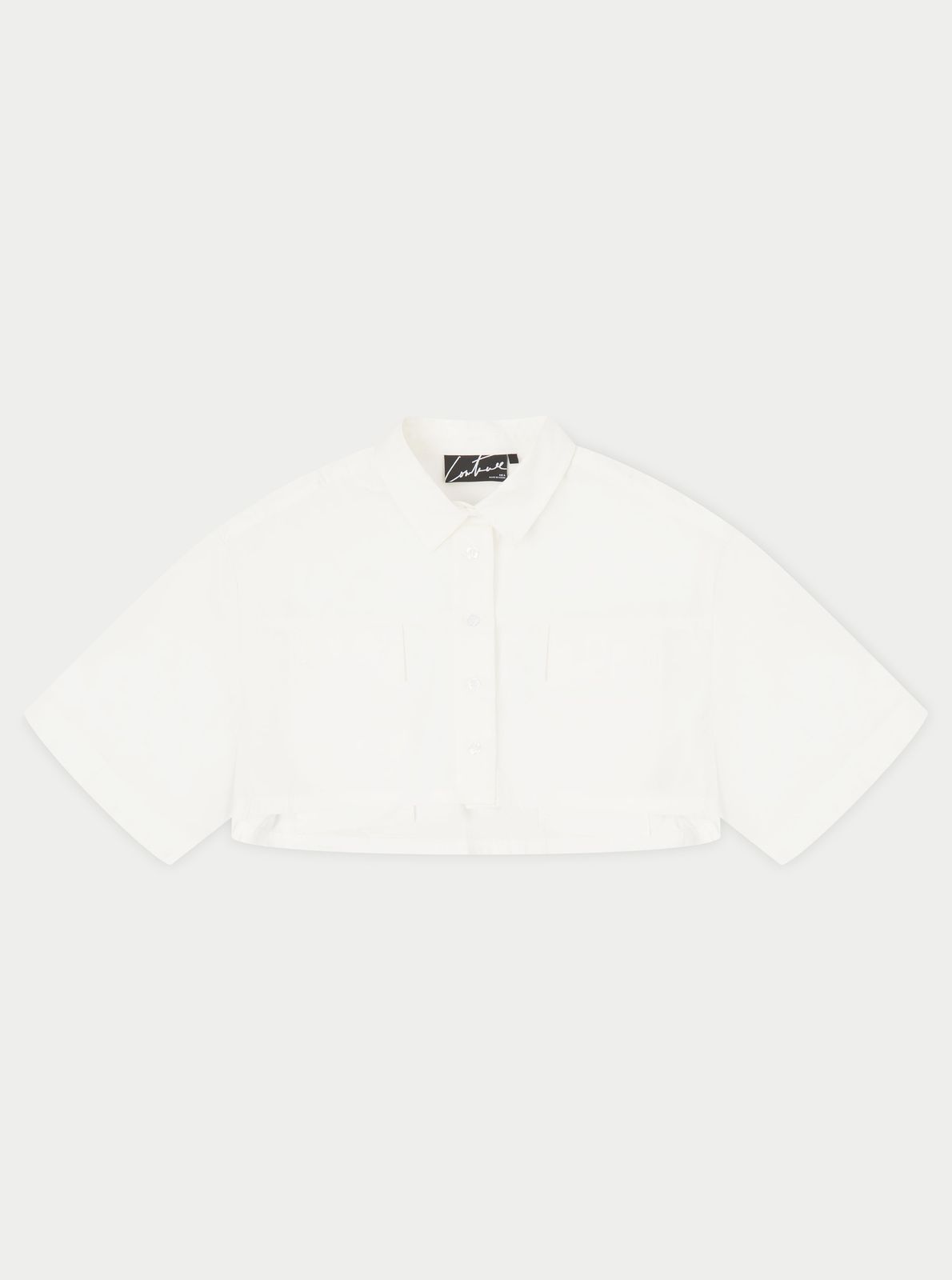 CROPPED POPLIN POCKET DETAIL SHIRT - WHITE