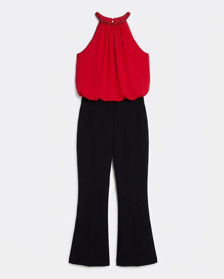 Lunetta Top In Azalea Red With Multi-reds