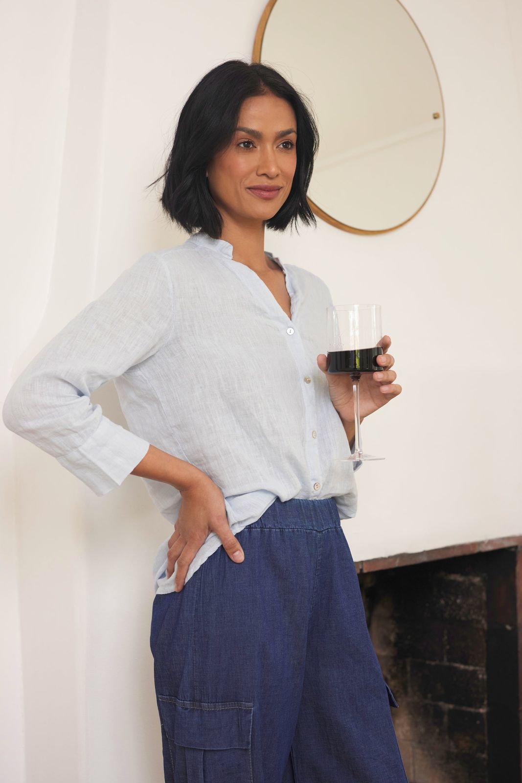 Madison Linen V Neck Shirt