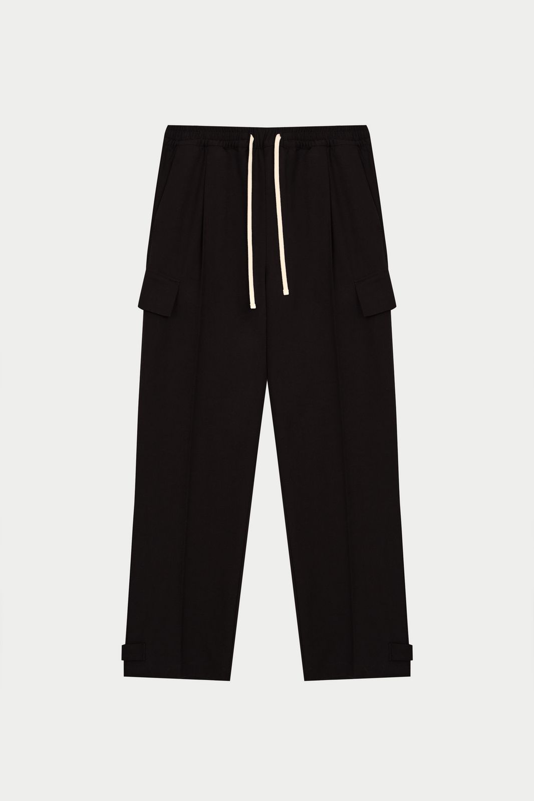 PLEATED WIDE LEG TROUSER - BLACK