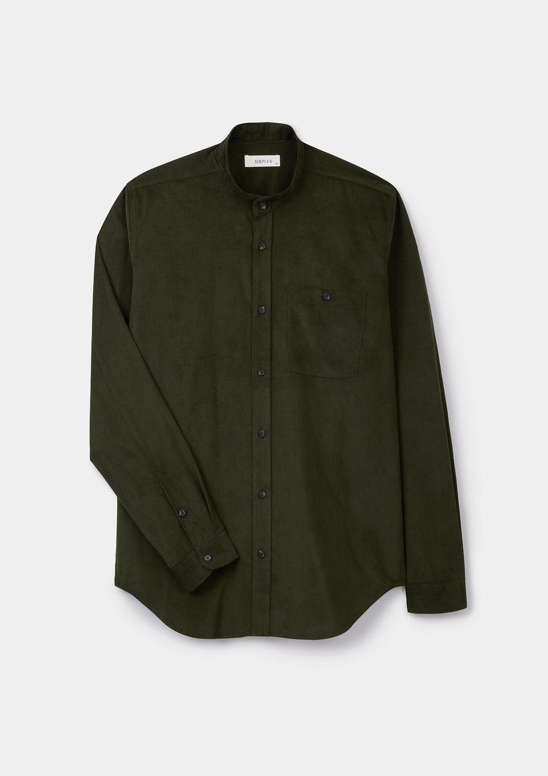 Olive Needlecord Grandad Shirt