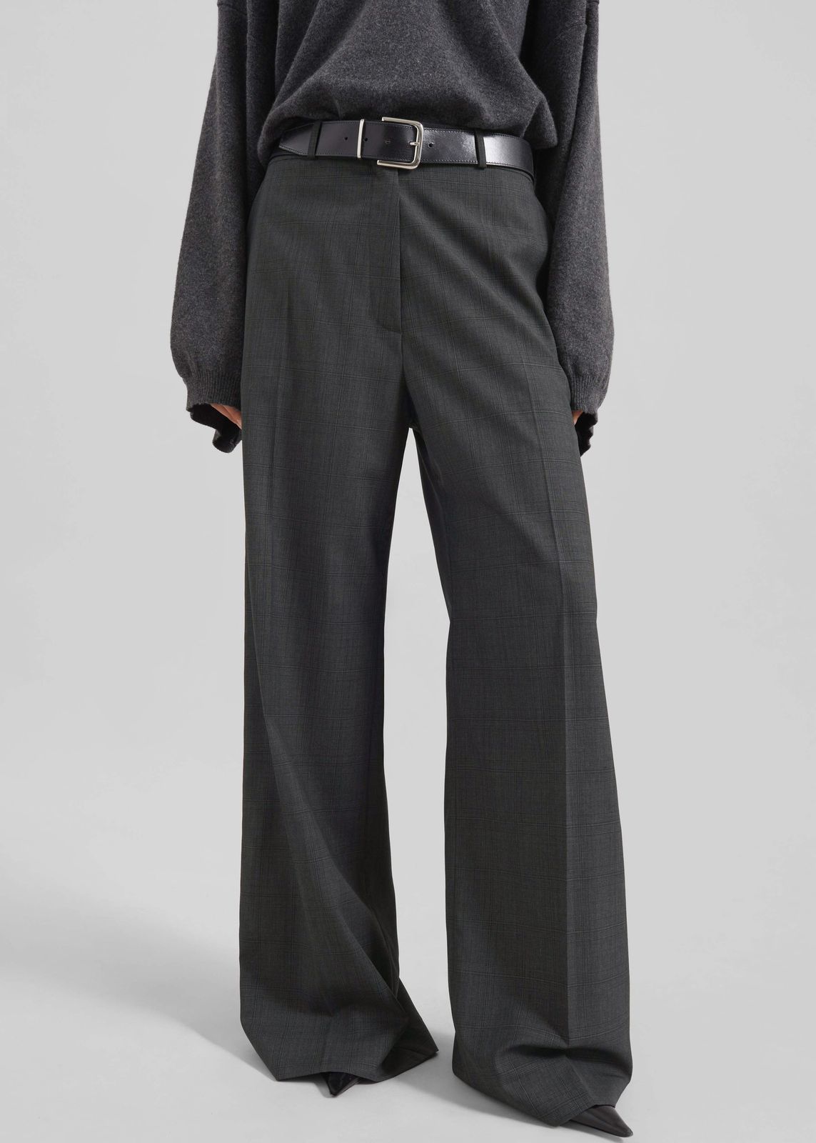 Brickell Plaid Trousers - Dark Grey