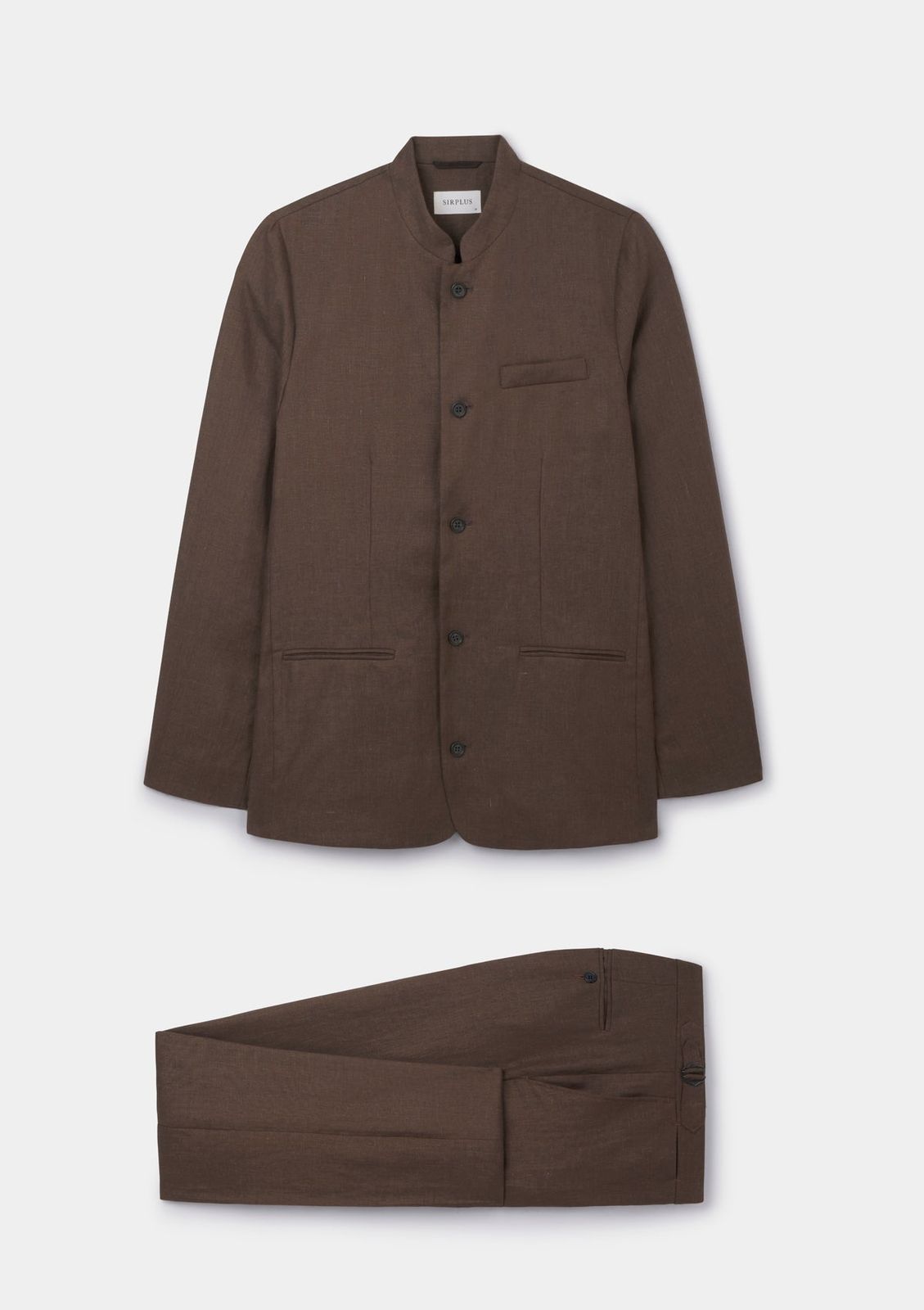 Hickory Brown Linen Nehru Suit