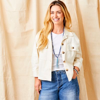 Greer Gaberdine Jacket With Front Pocket