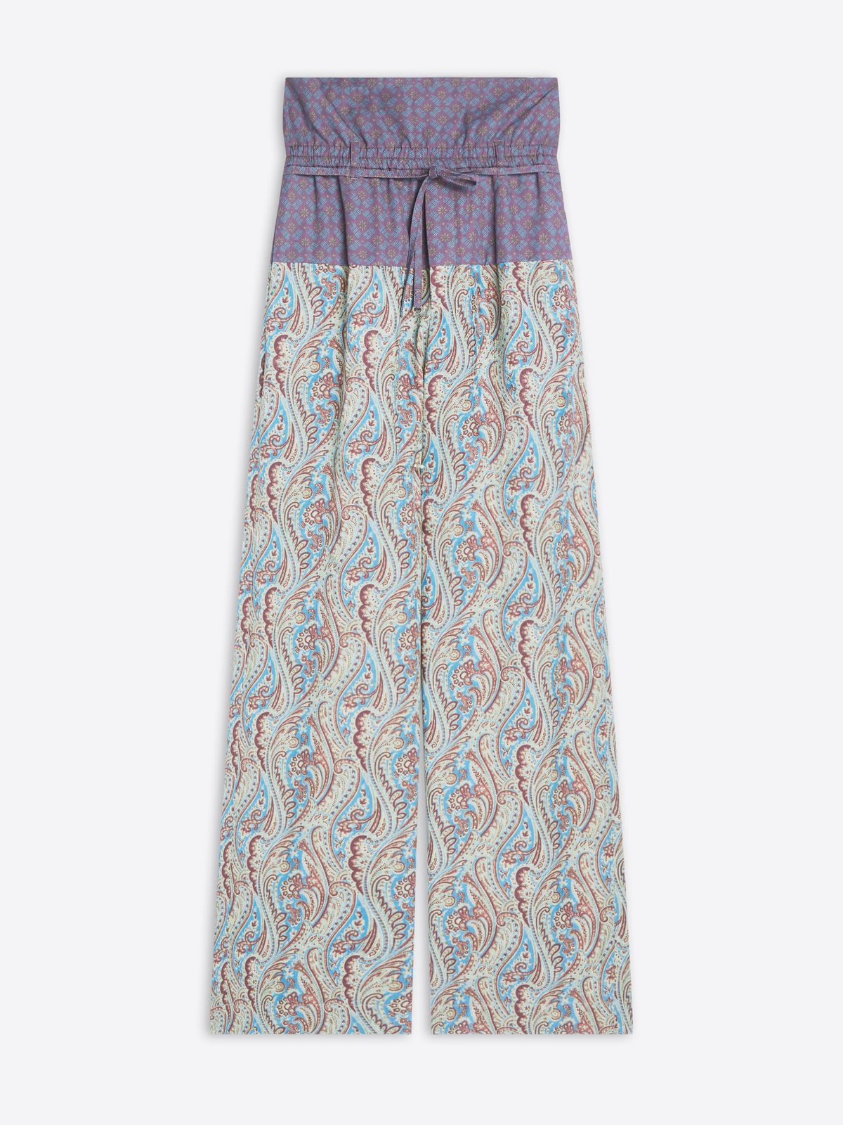 Contrast waist jacquard pants