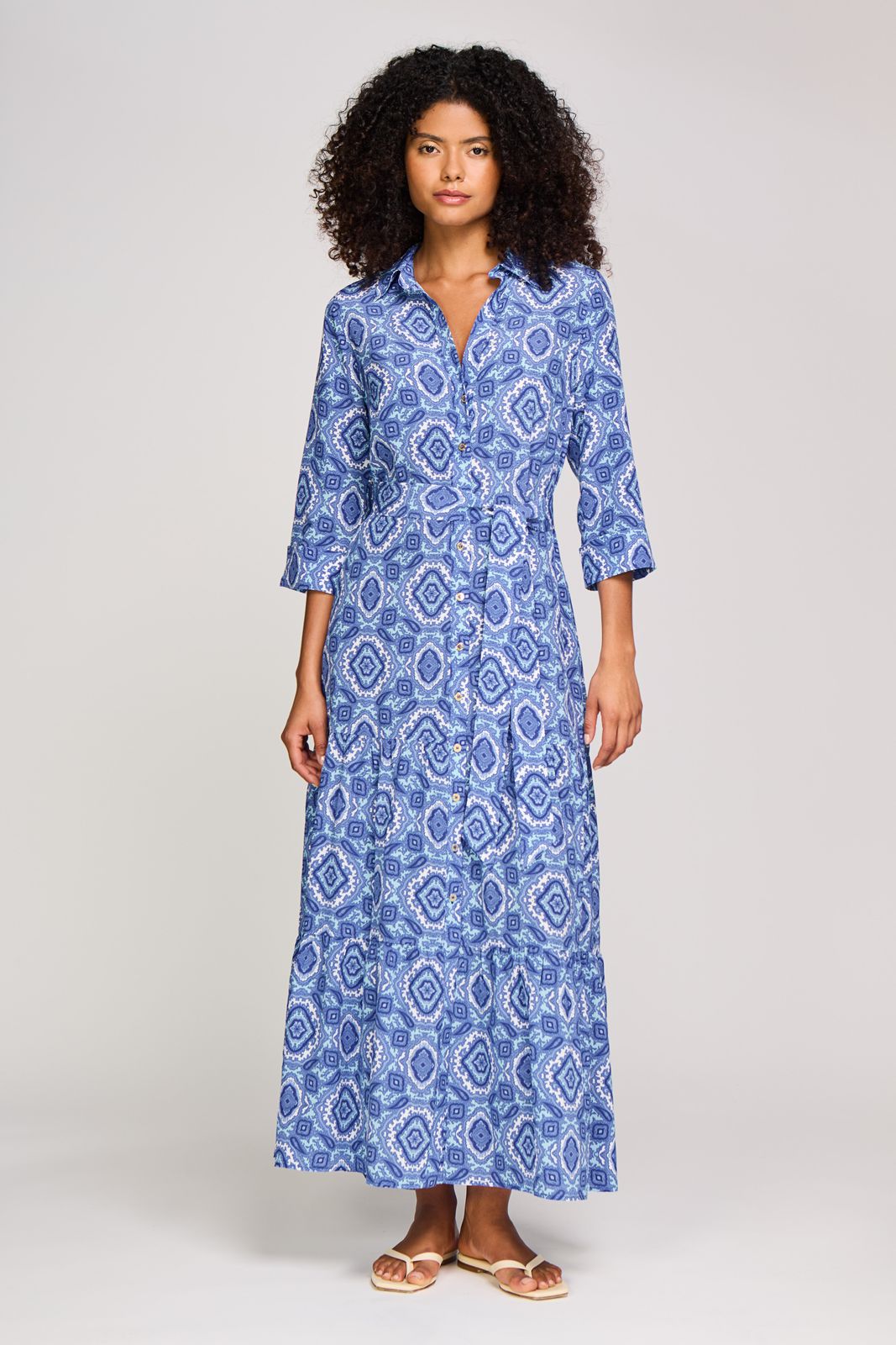 Mykonos Silk Maxi Shirt Dress
