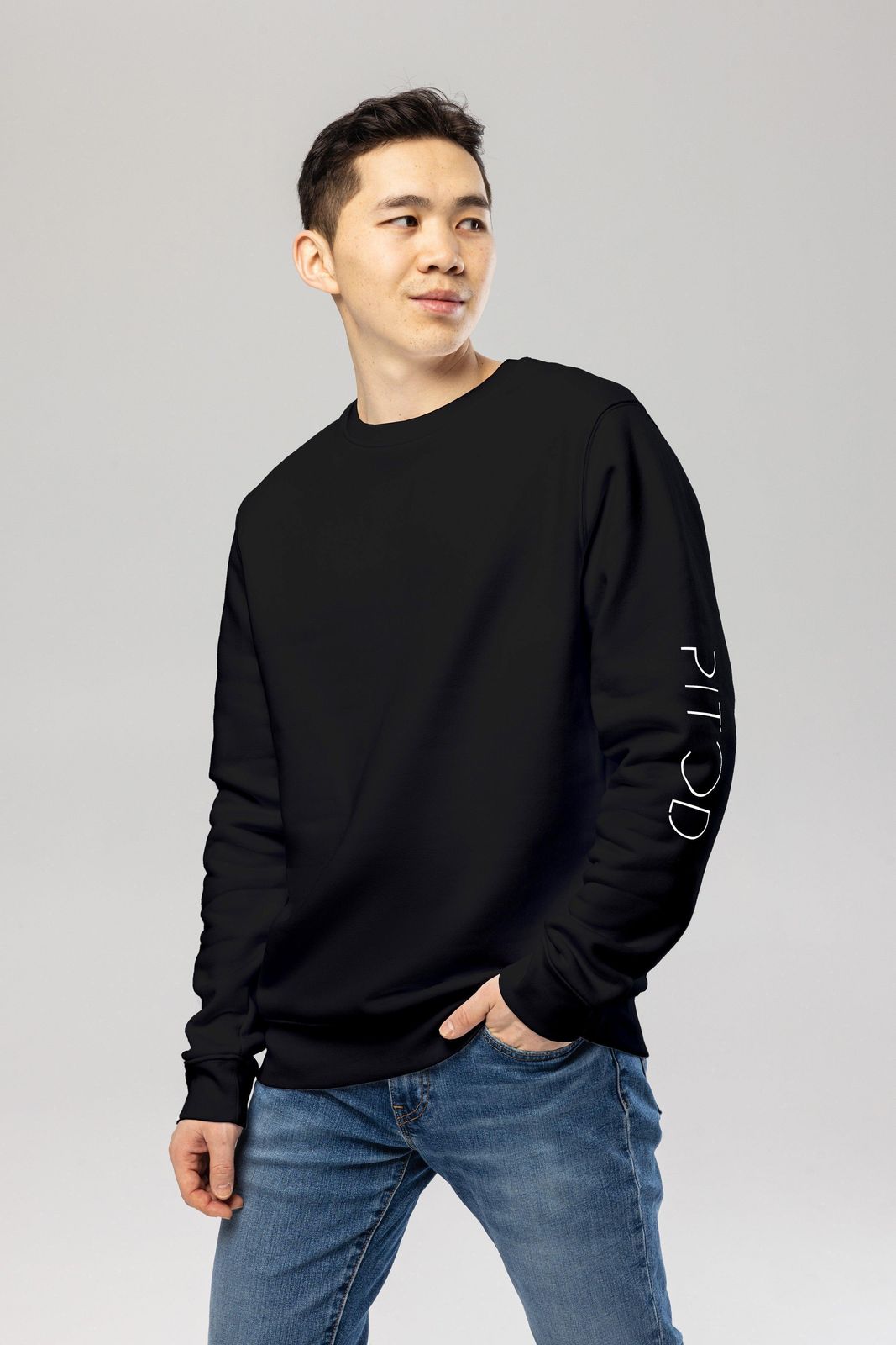 Organic Cotton Pitod Sleeve Sweatshirt | Black