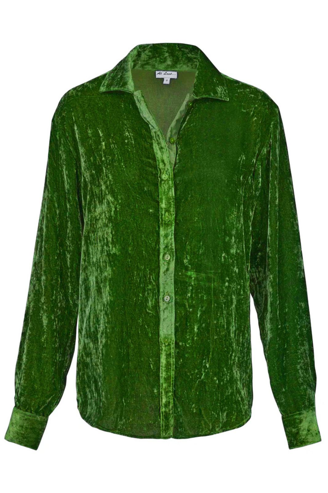 Silk Velvet Karen Shirt In Grass Green