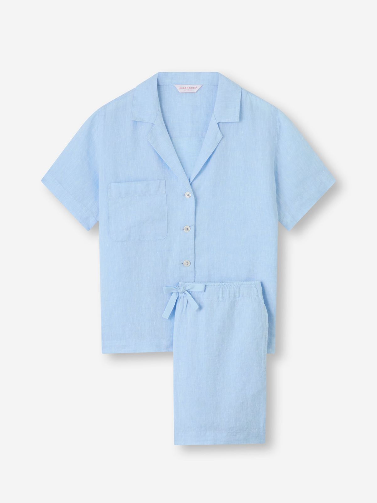 Sicily Linen Short Pyjamas Light Blue