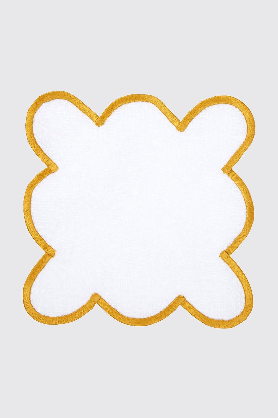 Set of 4 Diletta Cocktail Napkins in White & Mustard Linen