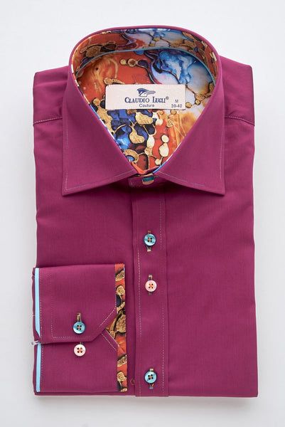 Magenta Shirt with Abstract Contrast