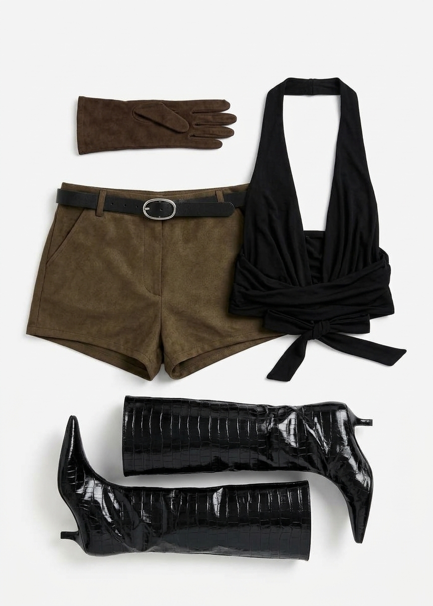 Valmere Faux Suede Hot Pants - Brown