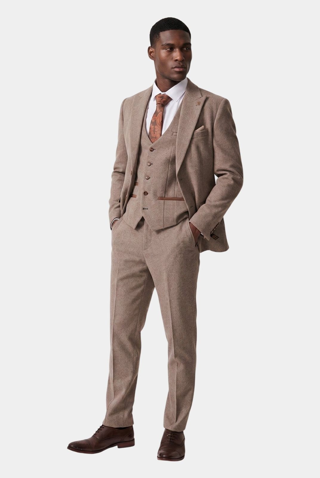 Hayden - Tan Crossweave Three Piece Suit