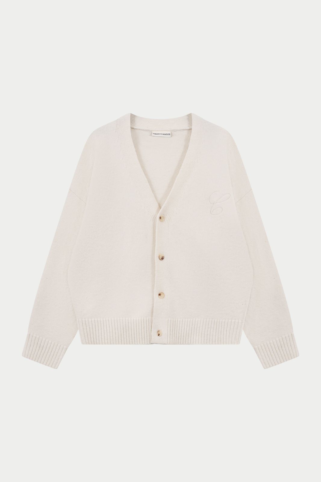 C EMBROIDERY KNITTED CARDIGAN - OFF WHITE