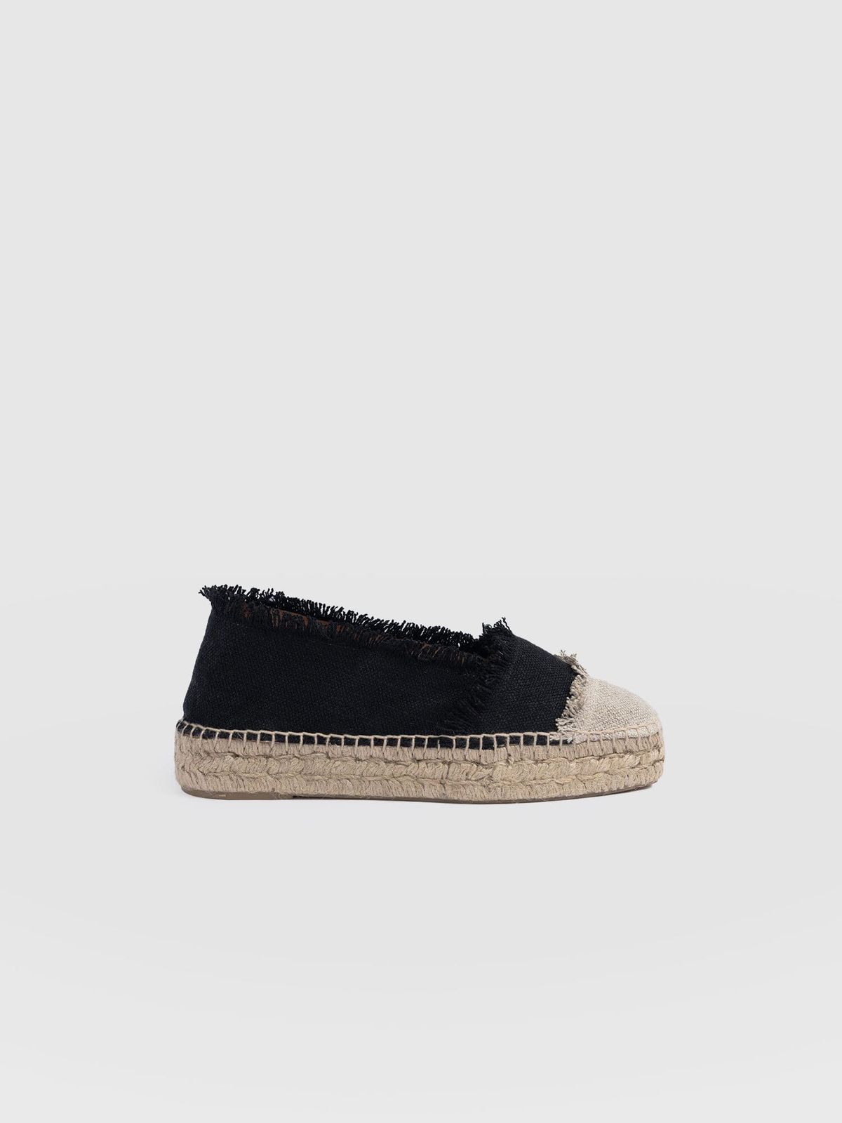 Ivy Frayed Espadrille Pumps - Black