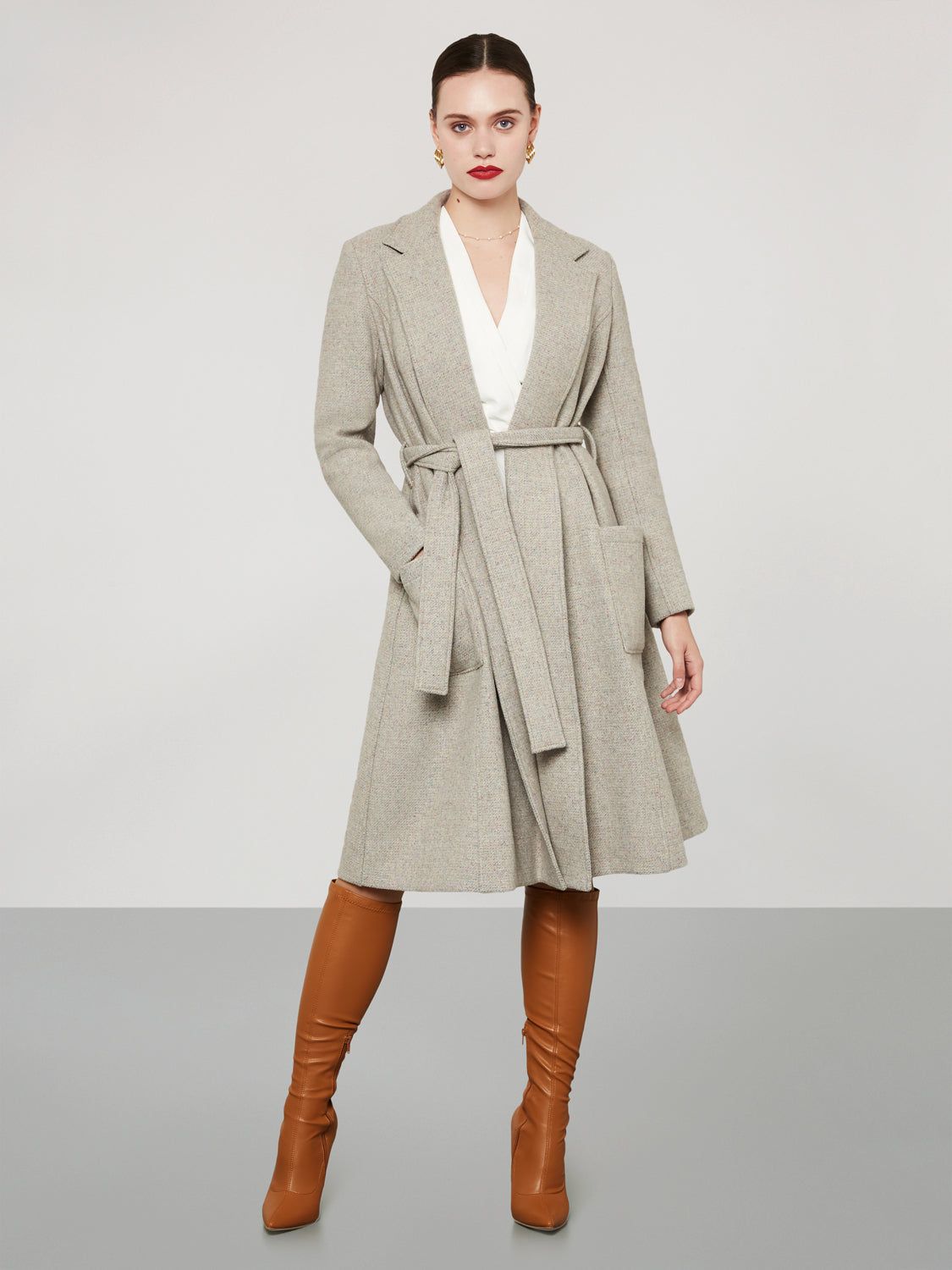 Wrap Coat Grey-Pink