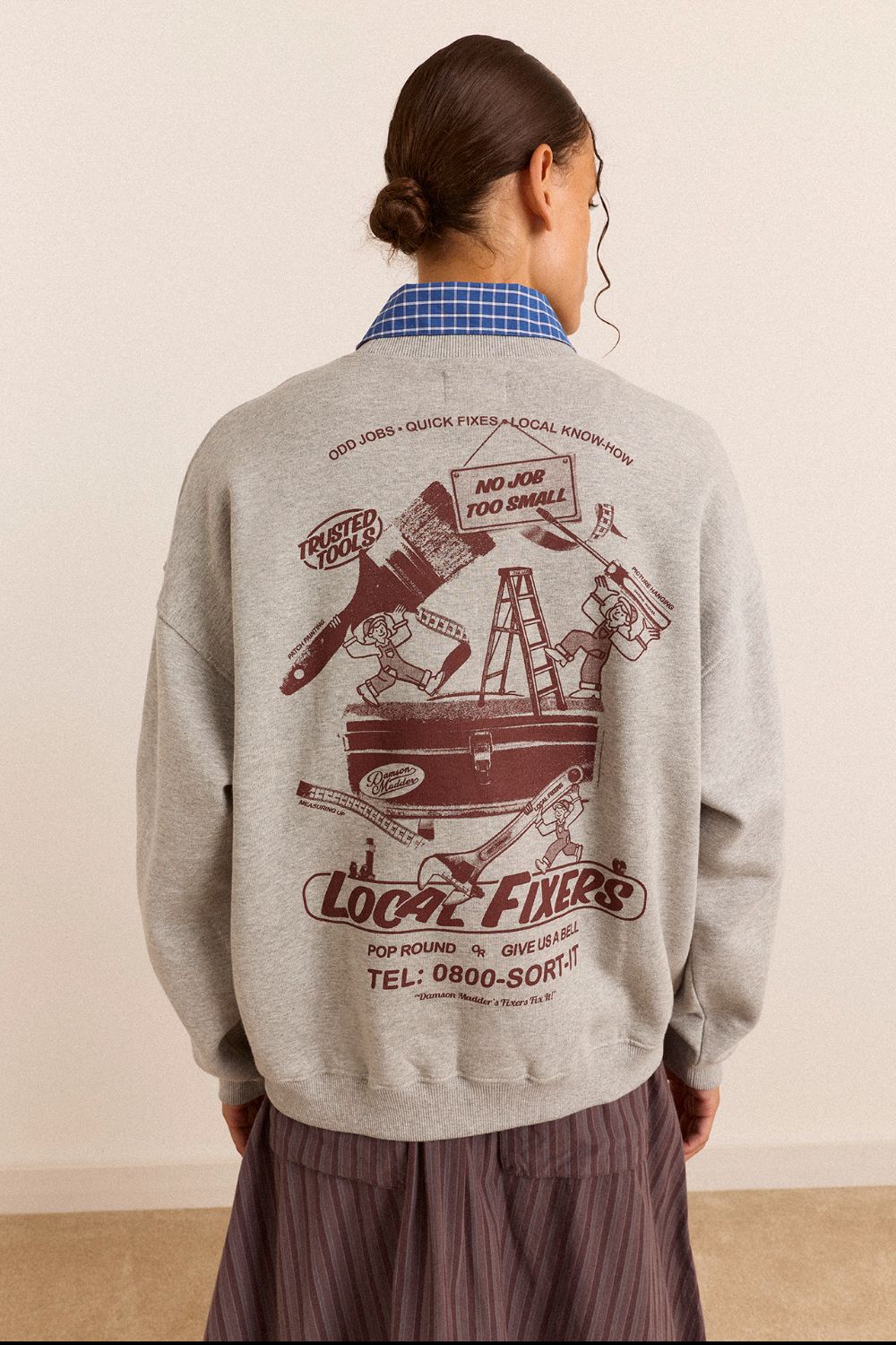 Local Fixers Graphic Sweat - Grey Marl