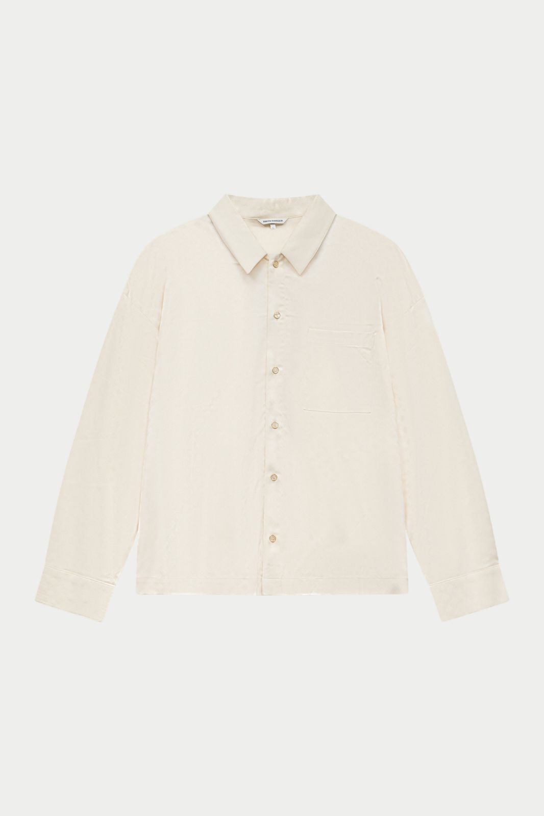 SATIN JACQUARD LONG SLEEVE SHIRT - OFF WHITE