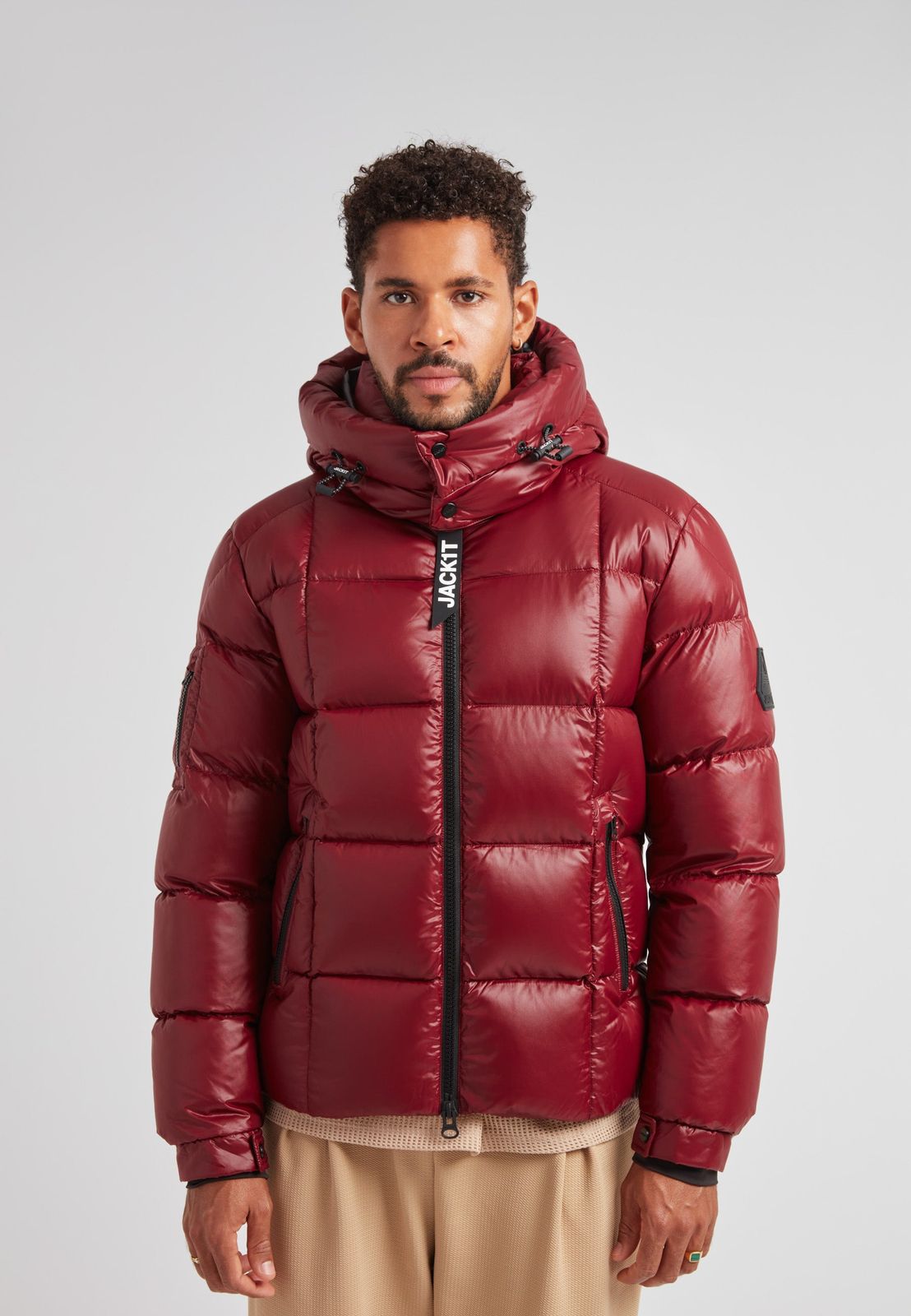 EZ Boxed Puffer Racer Jacket Lux Red