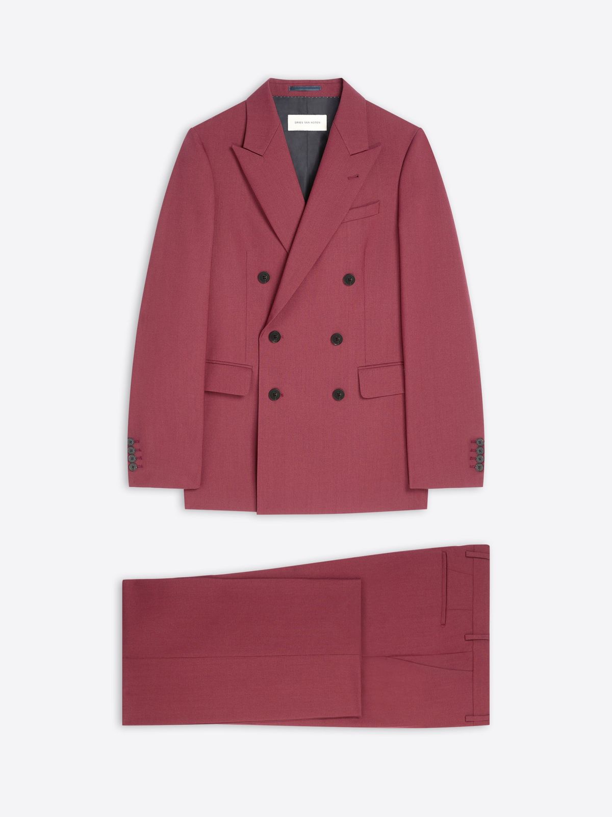 Double-breasted wool toile suit