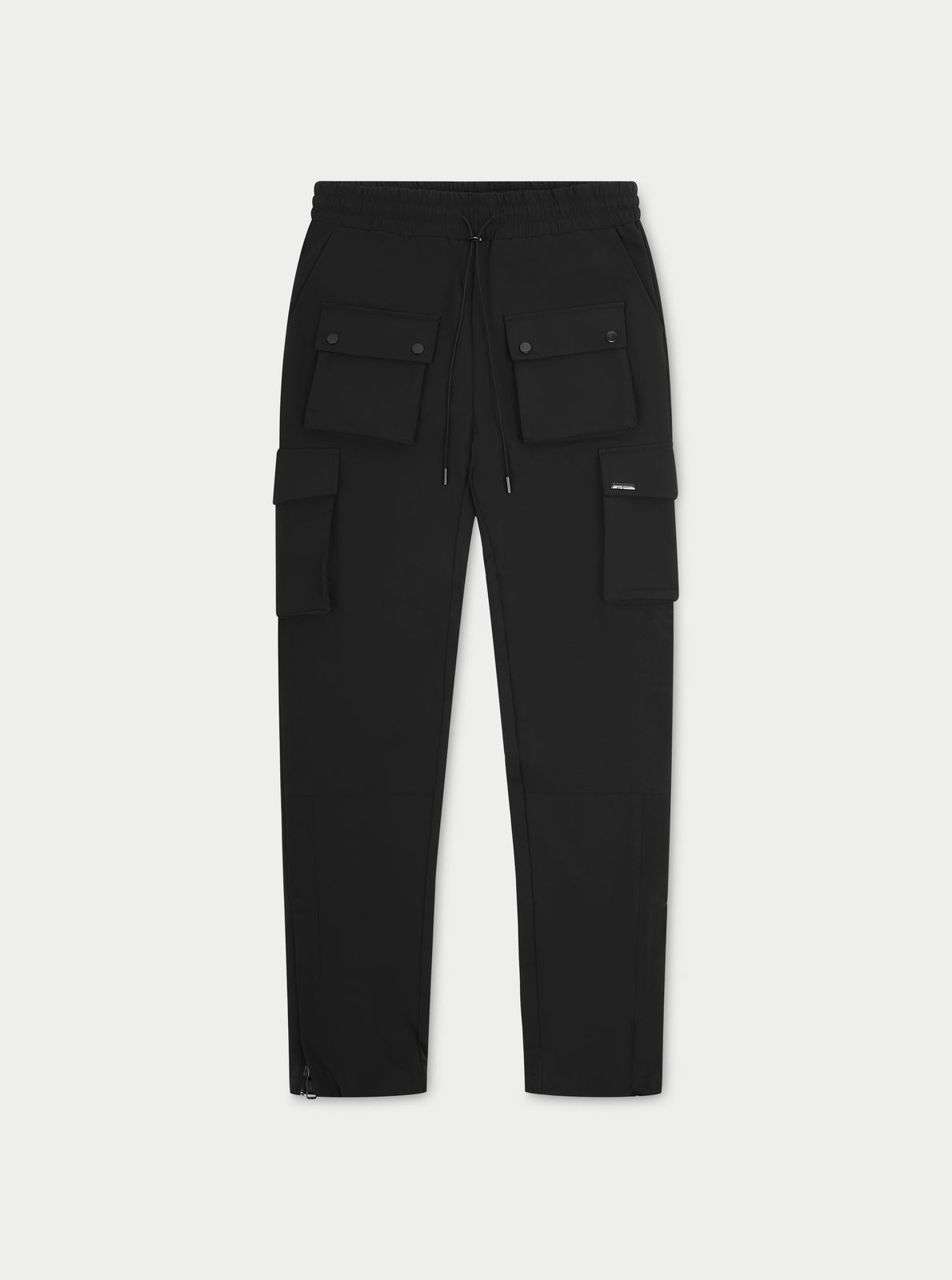 TECHNICAL STRETCH ZIP CARGO PANTS - BLACK