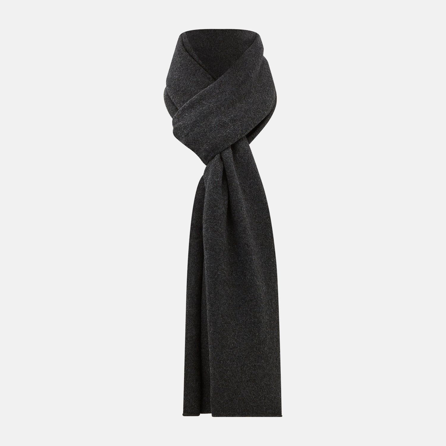 Plain Charcoal Cashmere Knitted Scarf
