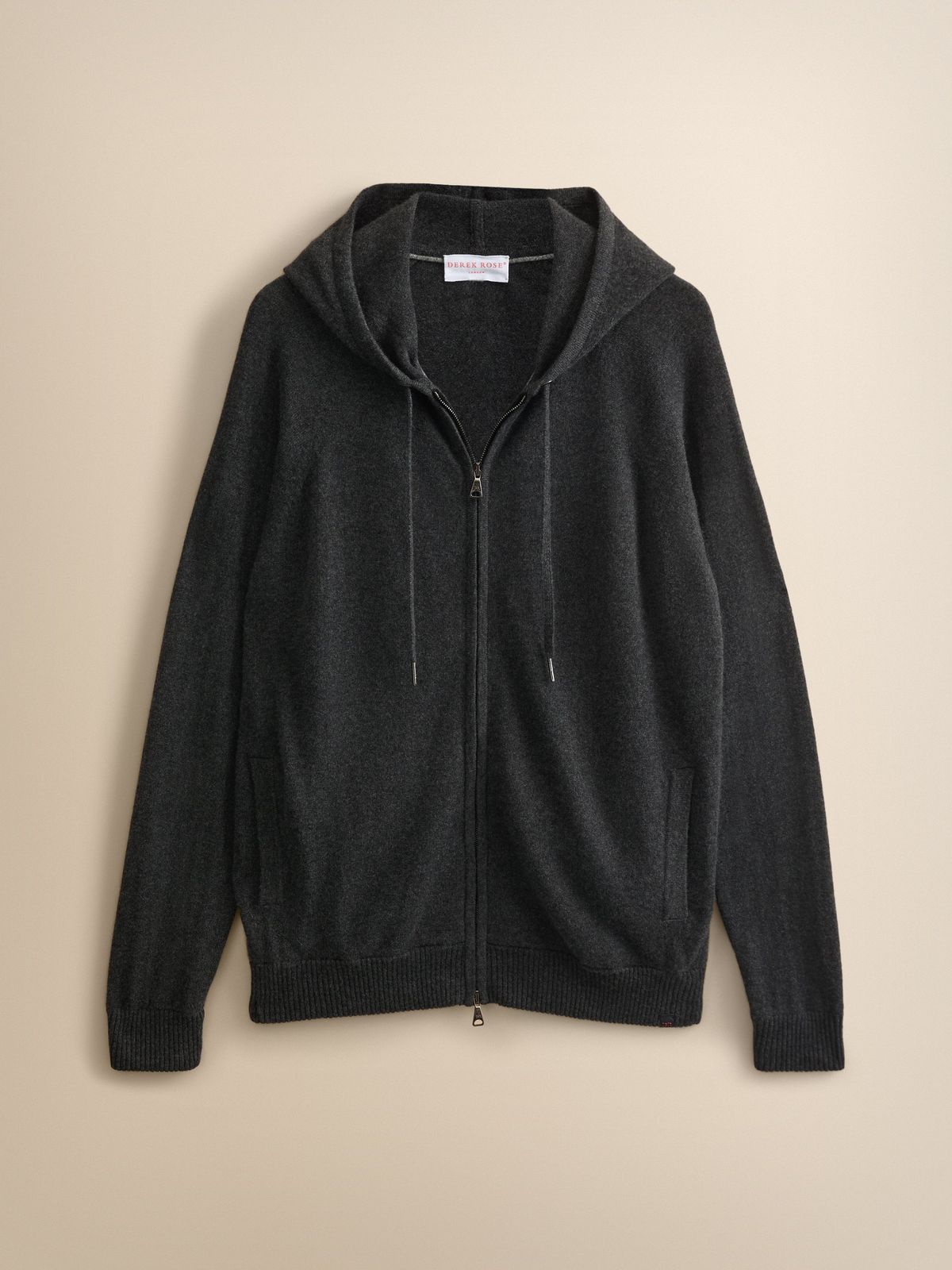 Finley Cashmere Zip Up Hoodie Charcoal Grey