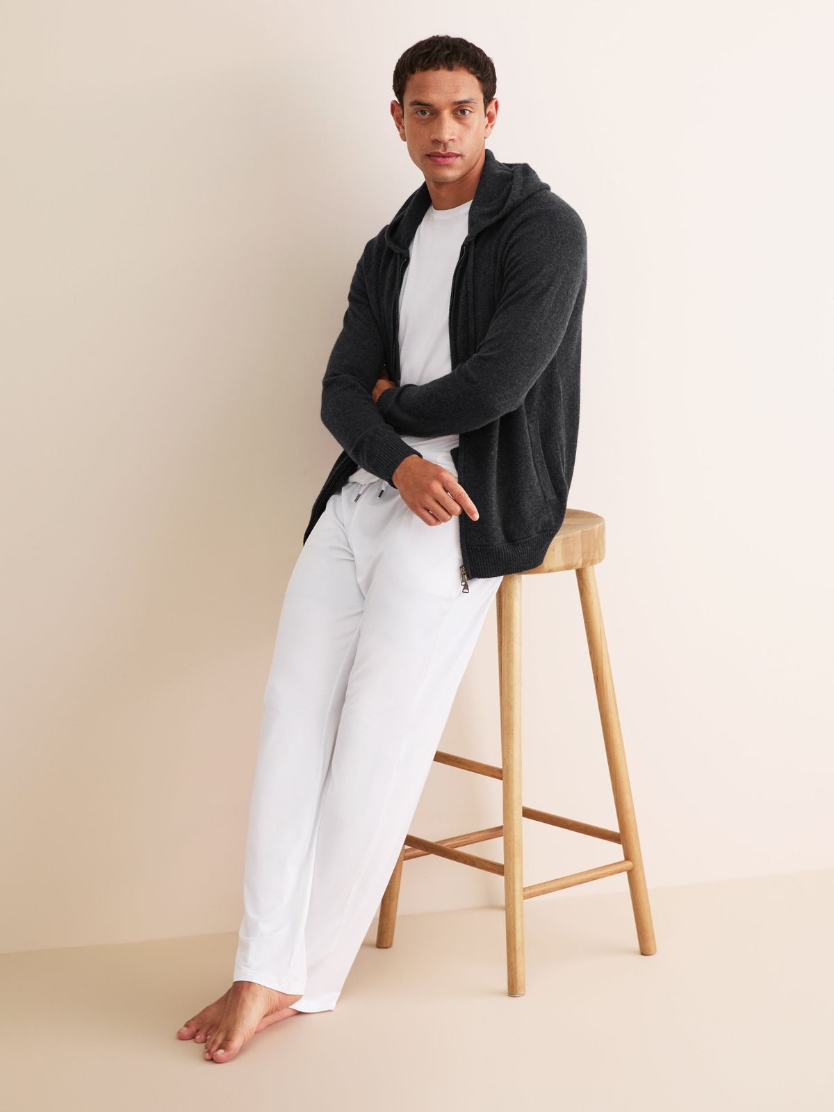 Finley Cashmere Zip Up Hoodie Charcoal Grey