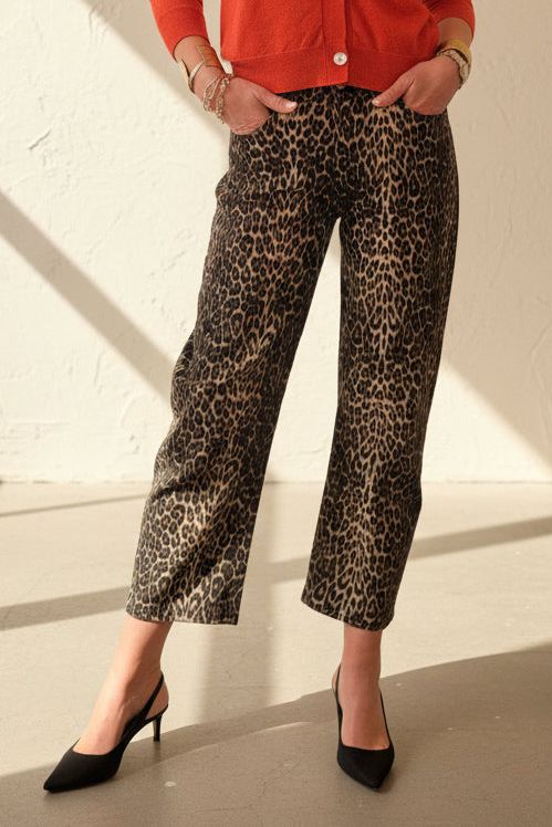 Barrel Leg Animal Print Jeans