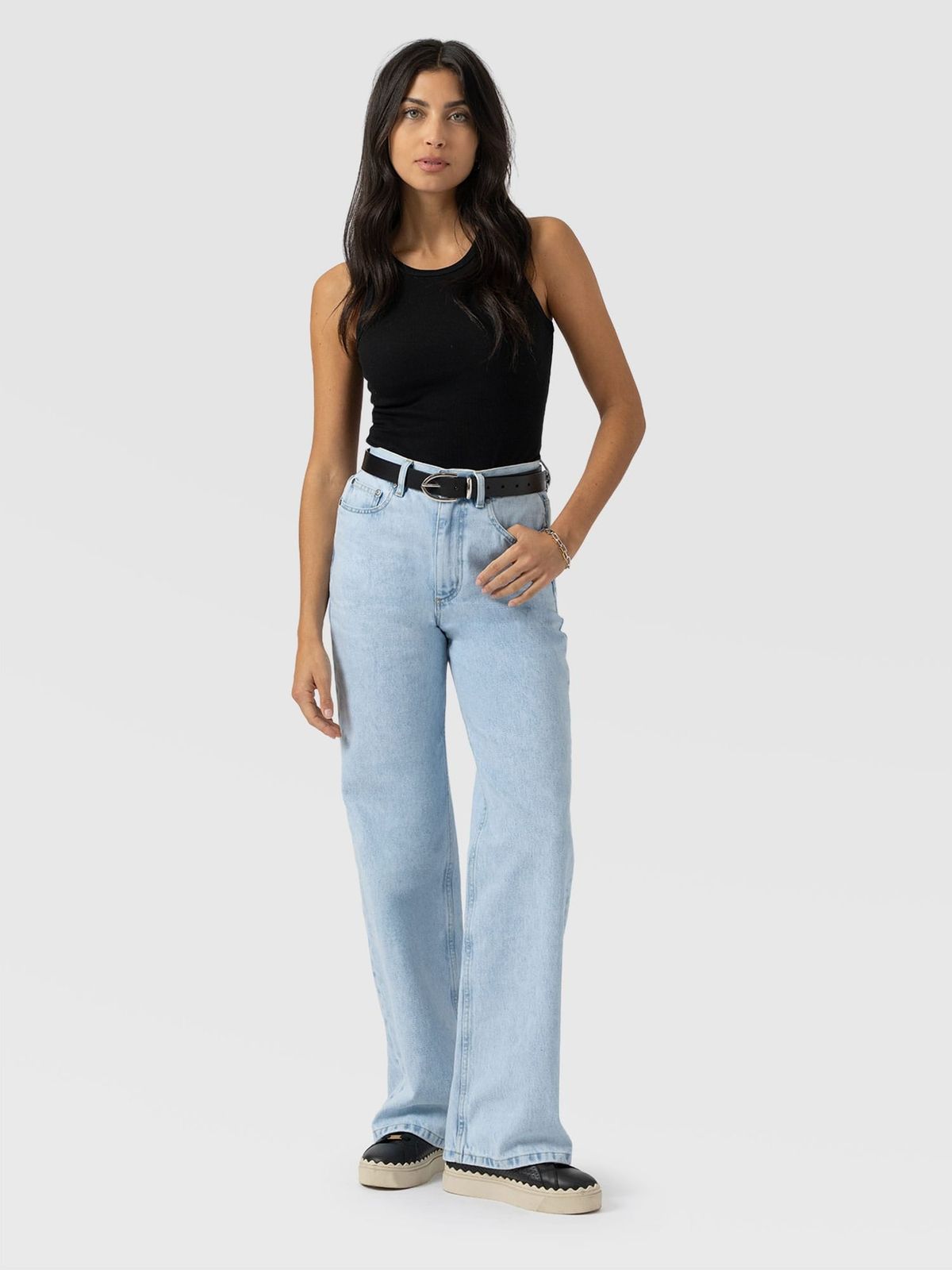 Adjustable Wide Leg Jean - Pale Blue