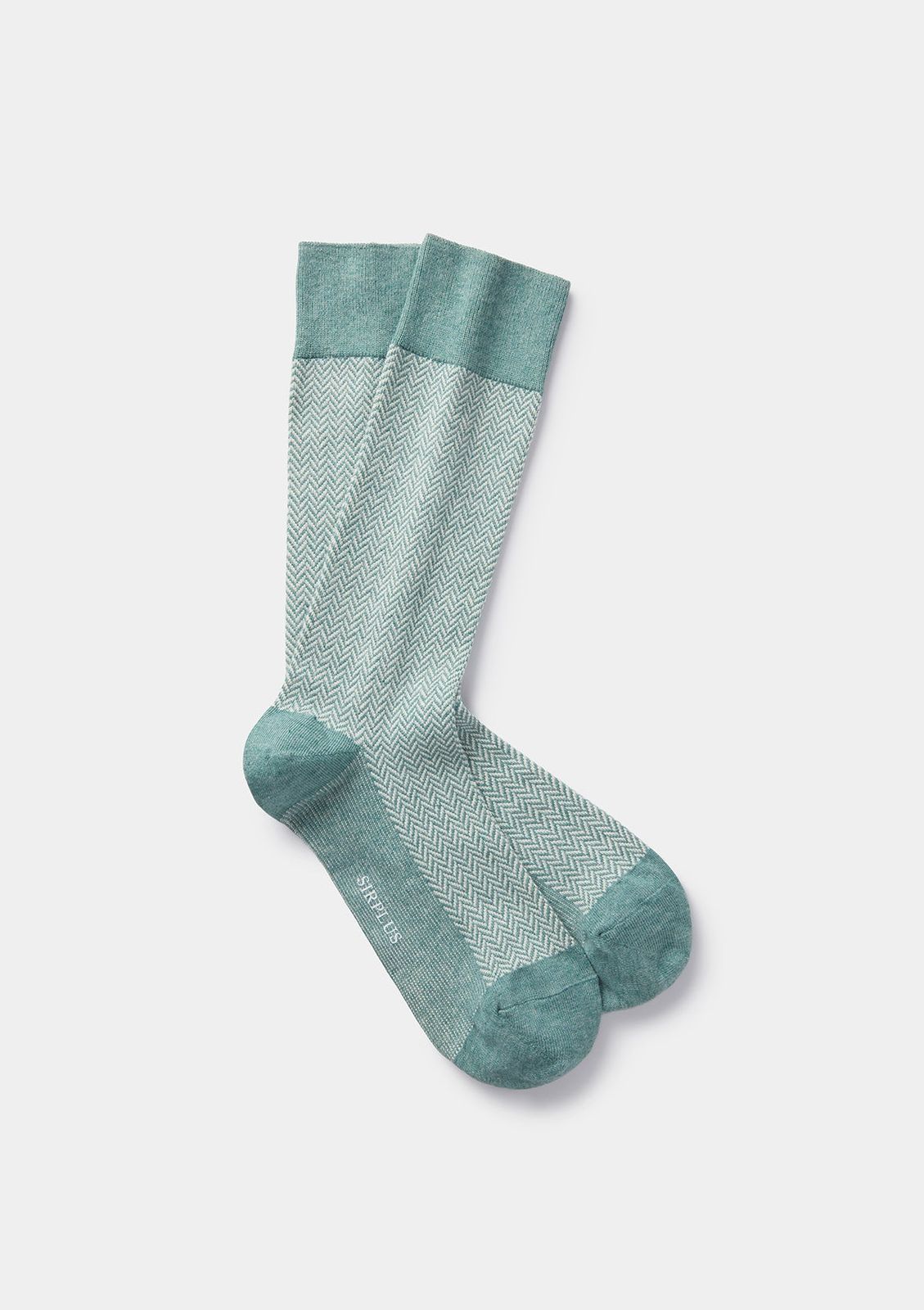 Turquoise Cotton Herringbone Socks