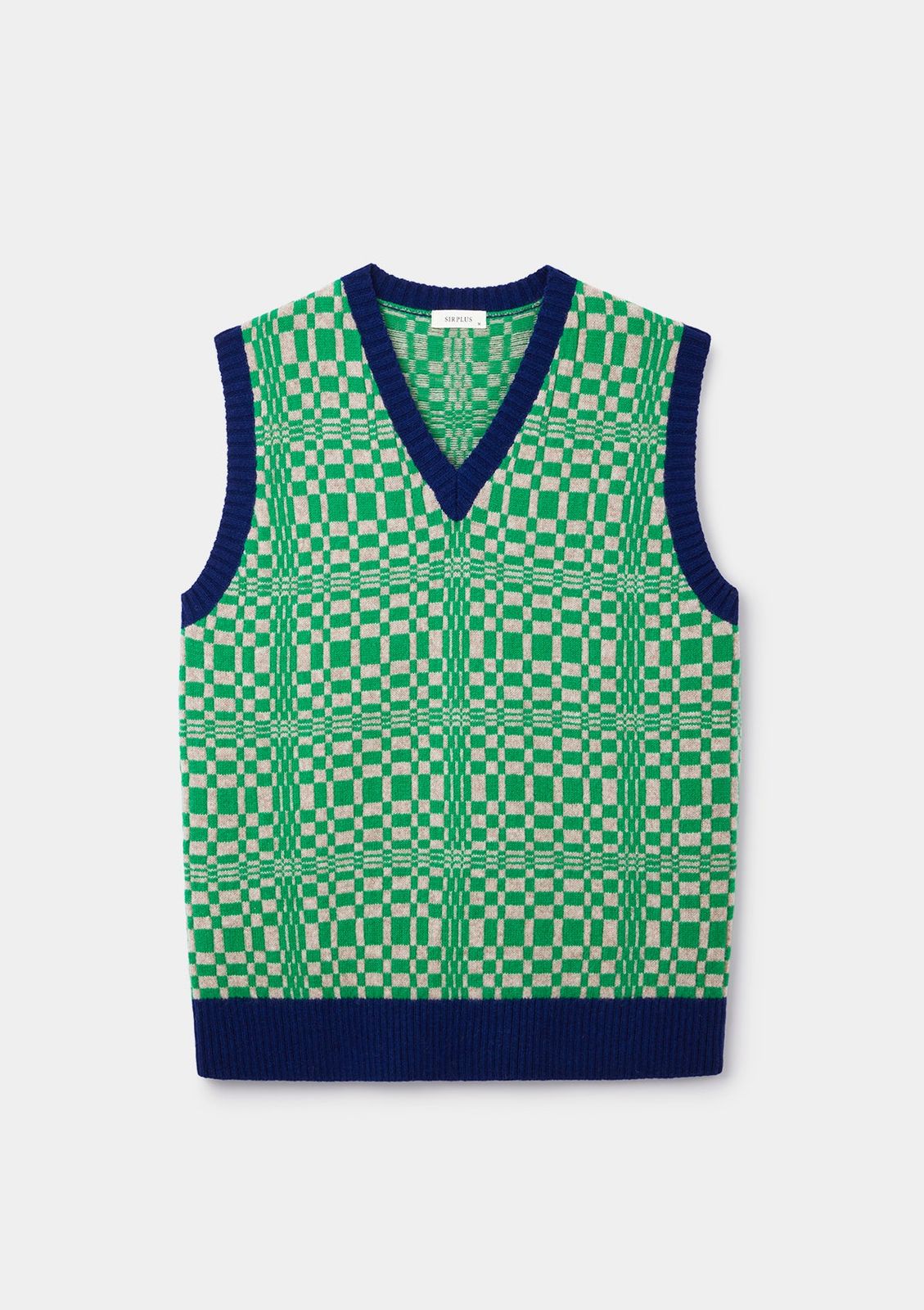 Canal Green Plaid Fair-Isle Lambswool Vest