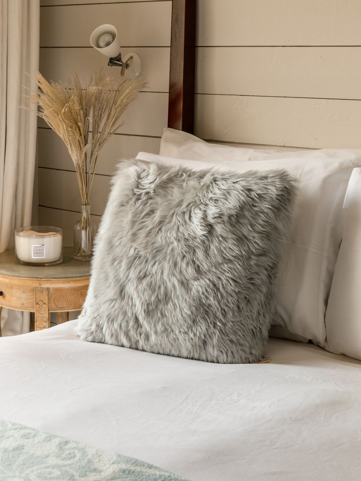 Sheepskin Cushion - Light Grey