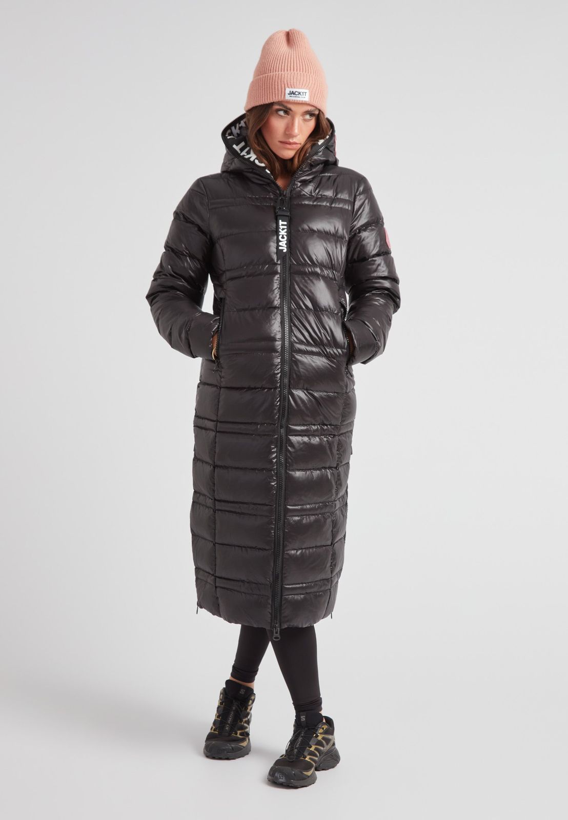 R4D Tramline Extra Long Down Coat Lux Black
