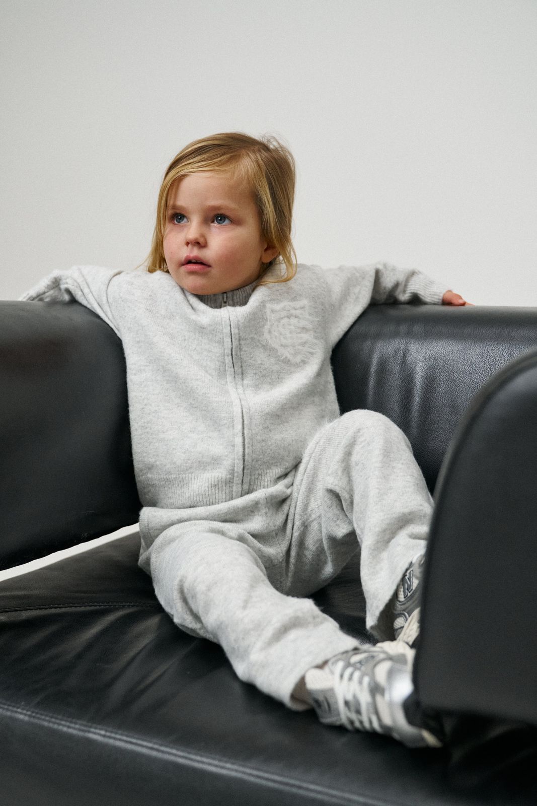 JUNIOR MONOGRAM FLUFFY KNIT ZIP THROUGH - GREY MARL