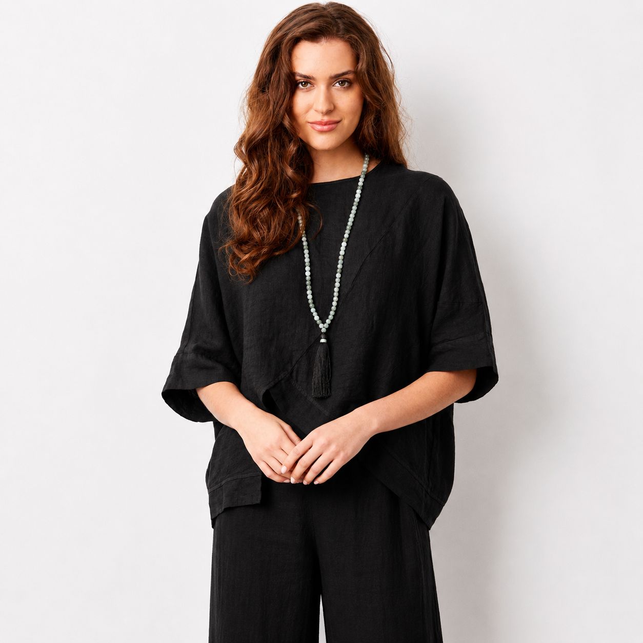 Yustina Linen Angled Hem Top