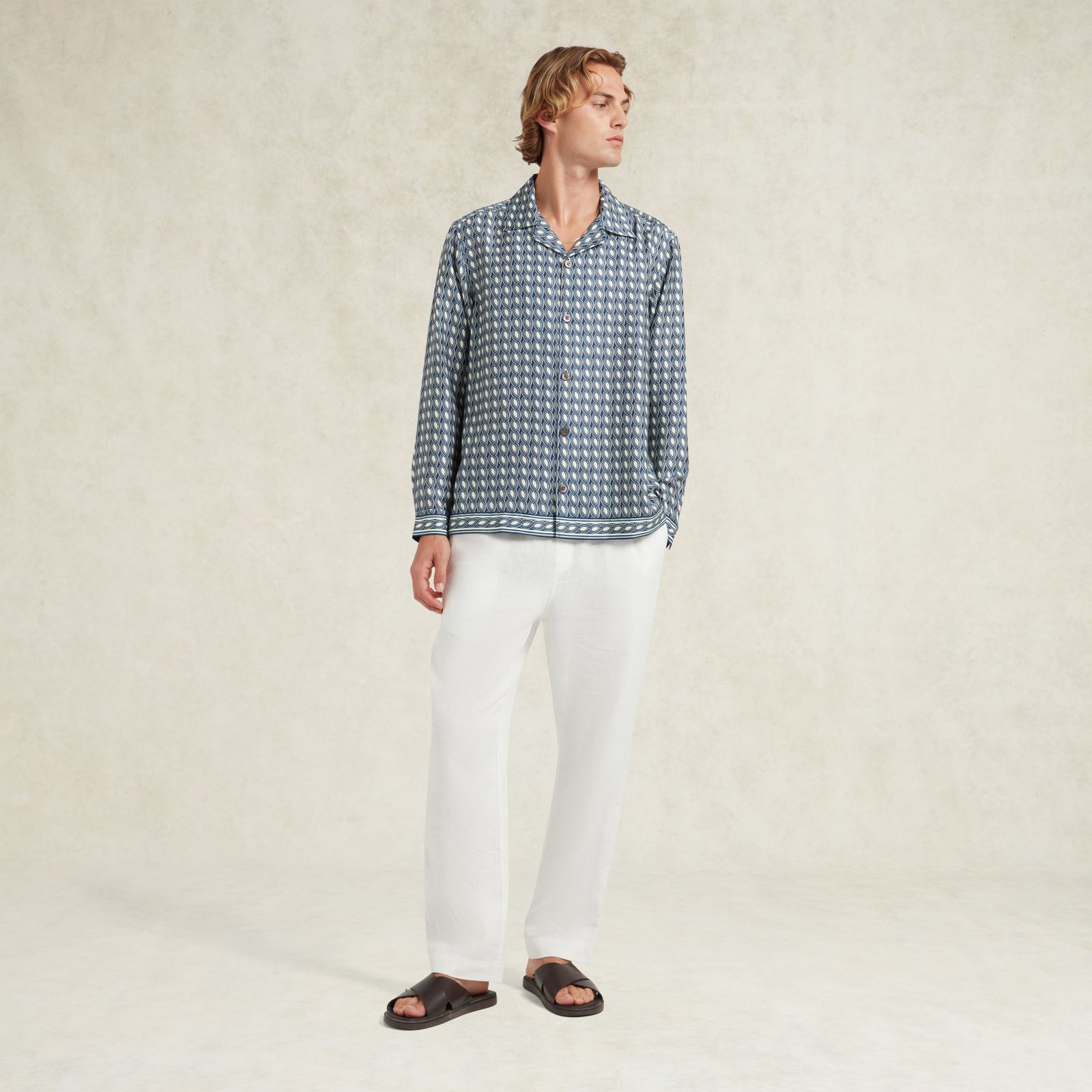 Moneto Print Long Sleeve Shirt - Navy