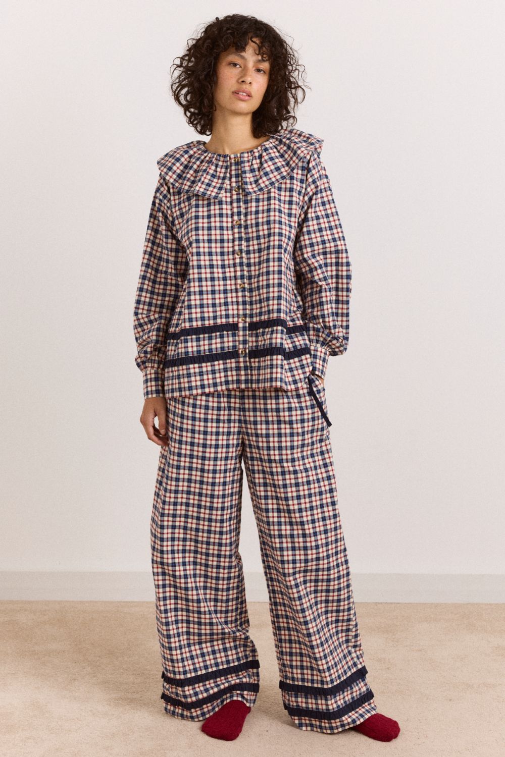 Aletta Pyjama Set - Cherry Navy Check