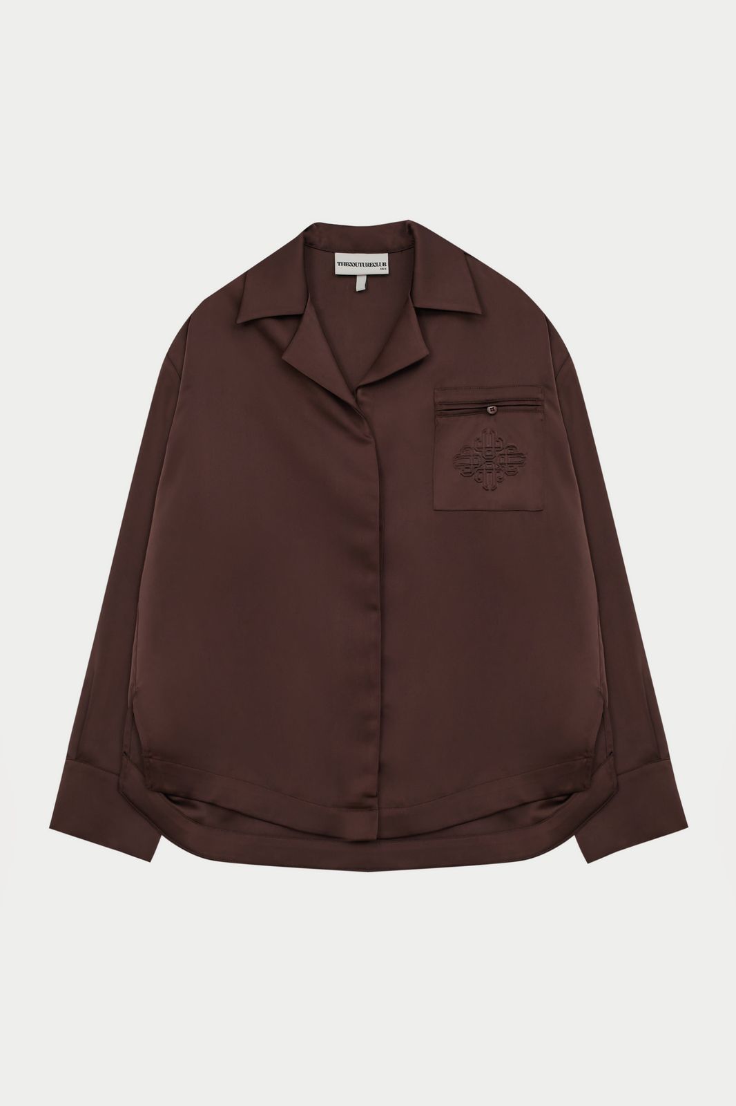 SATIN TAILORED RELAXED SHIRT - DEEP CHOCOLATE