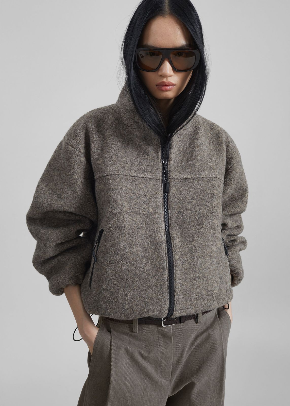 Kenei Fleece Zip Jacket - Greige Melange