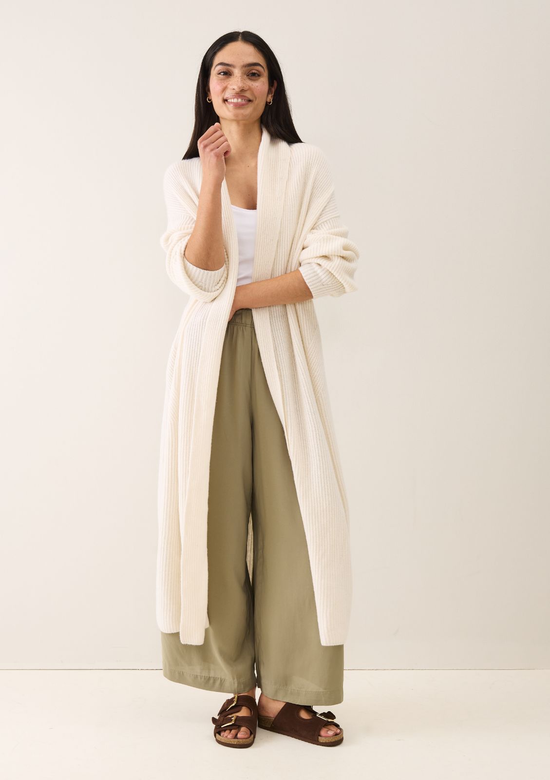 Ribbed Cashmere Coatigan in Snow White